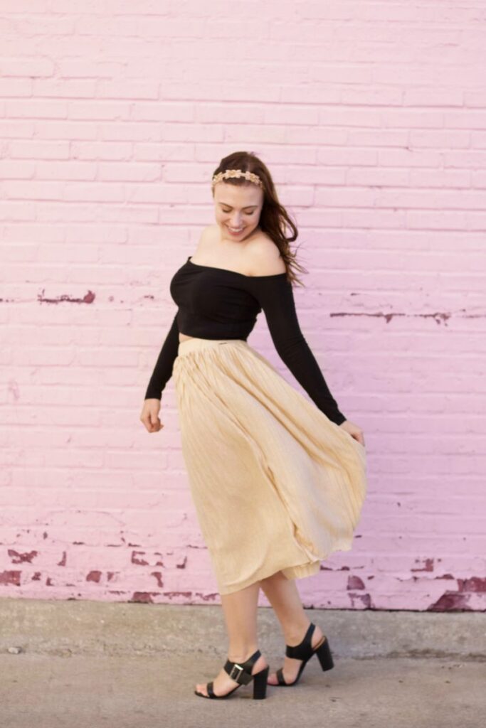 gold grecian midi skirt