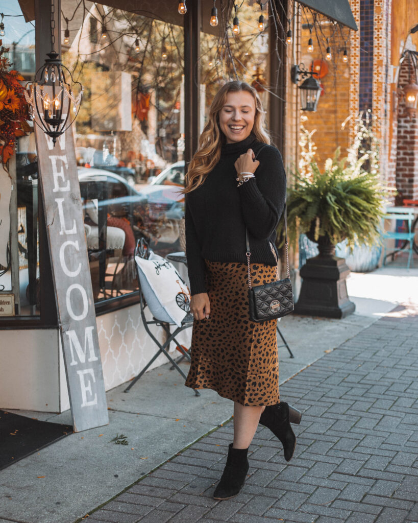 leopard midi skirt