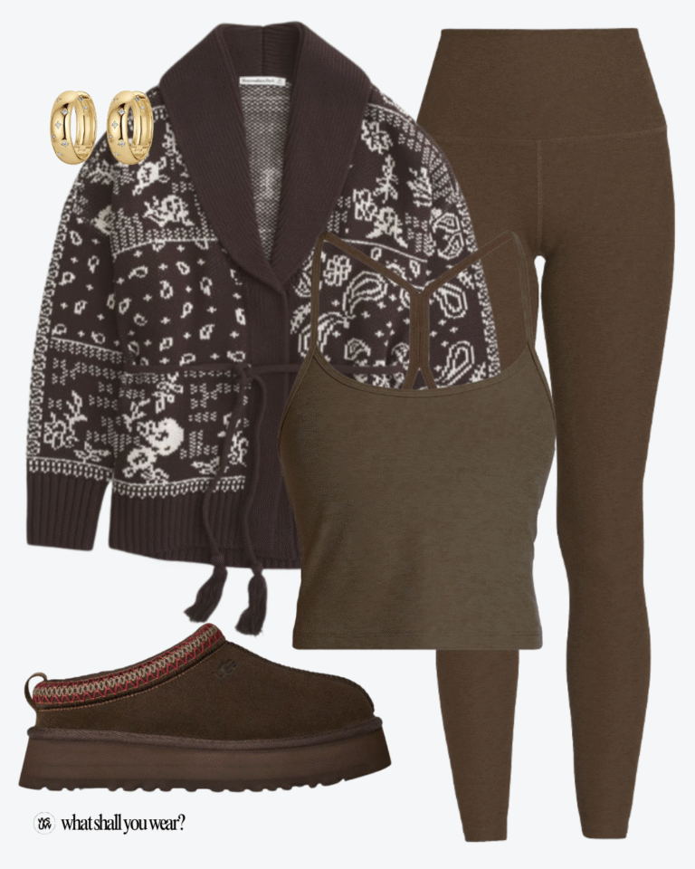 athleisure set and coatigan flatlay